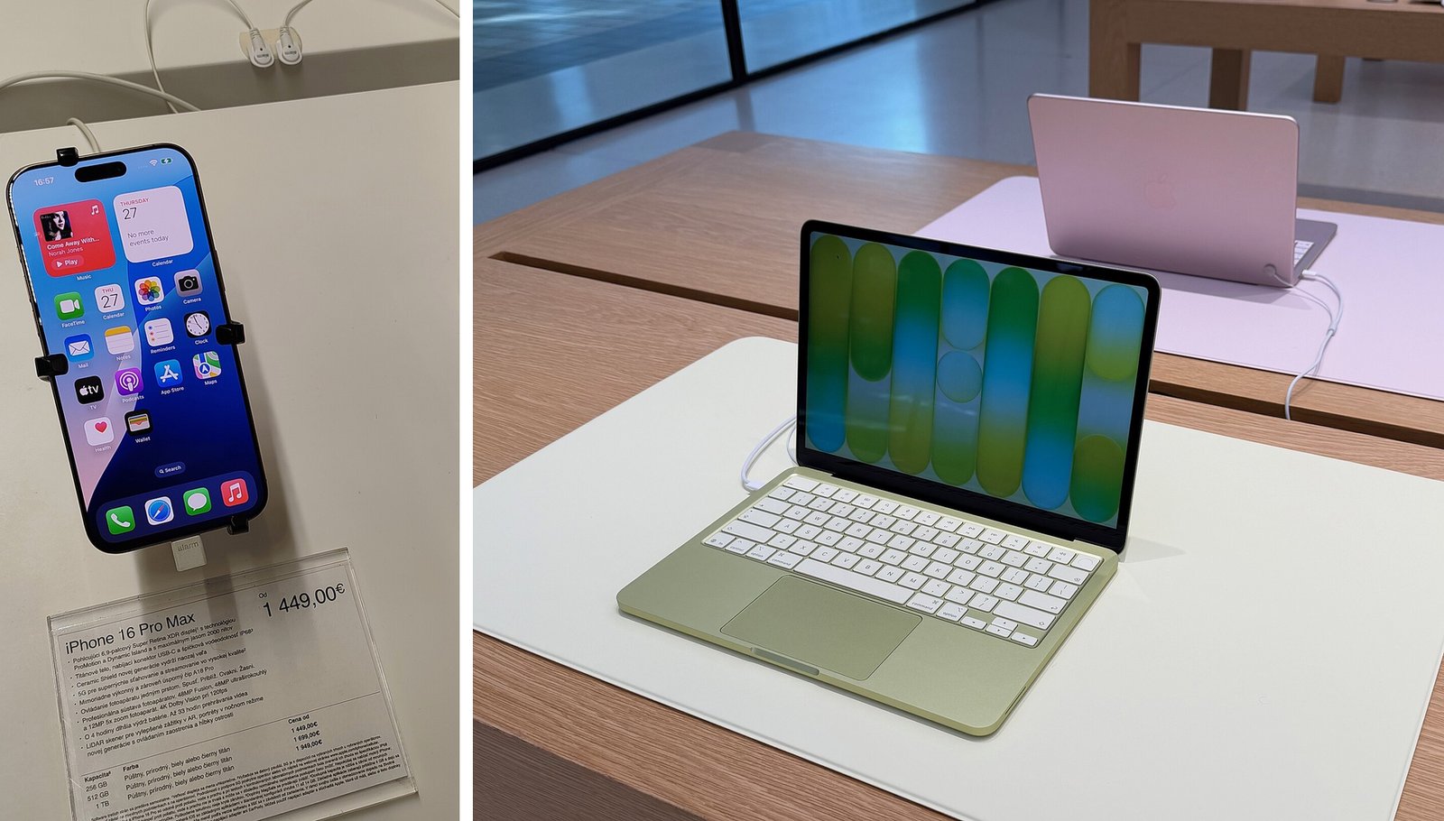Same silicon, different body: the iPhone 16 Pro (left) and the MacBook Neo (right) both run on Apple's A18 Pro