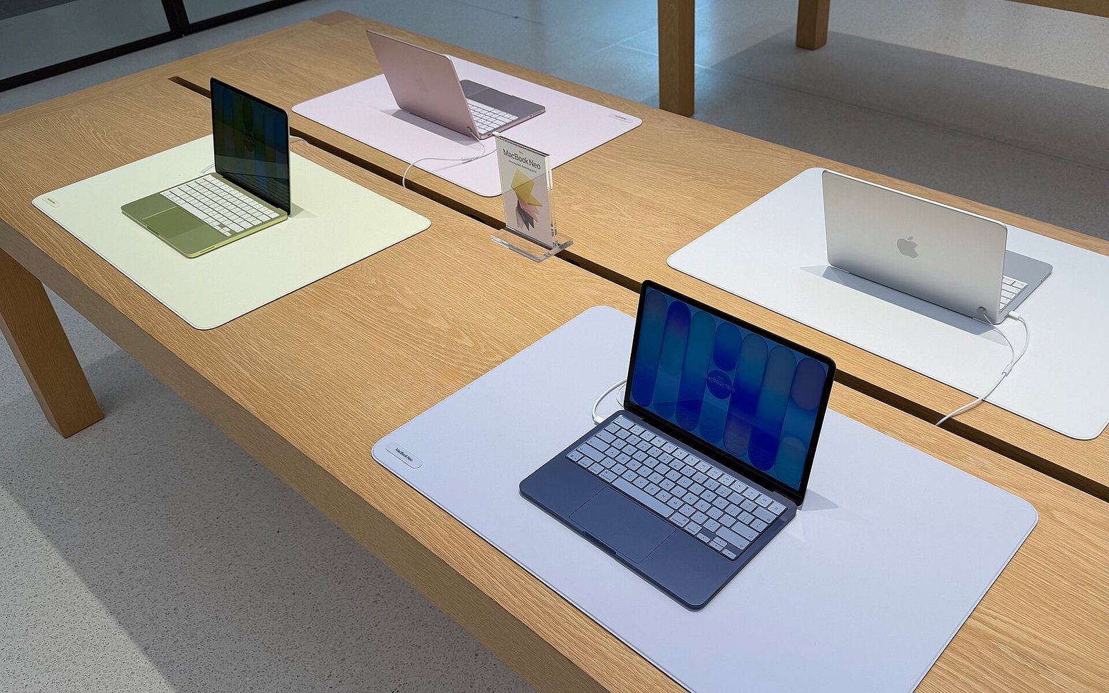 The MacBook Neo lineup on display: a phone chip turned into the cheapest Mac Apple has ever sold new