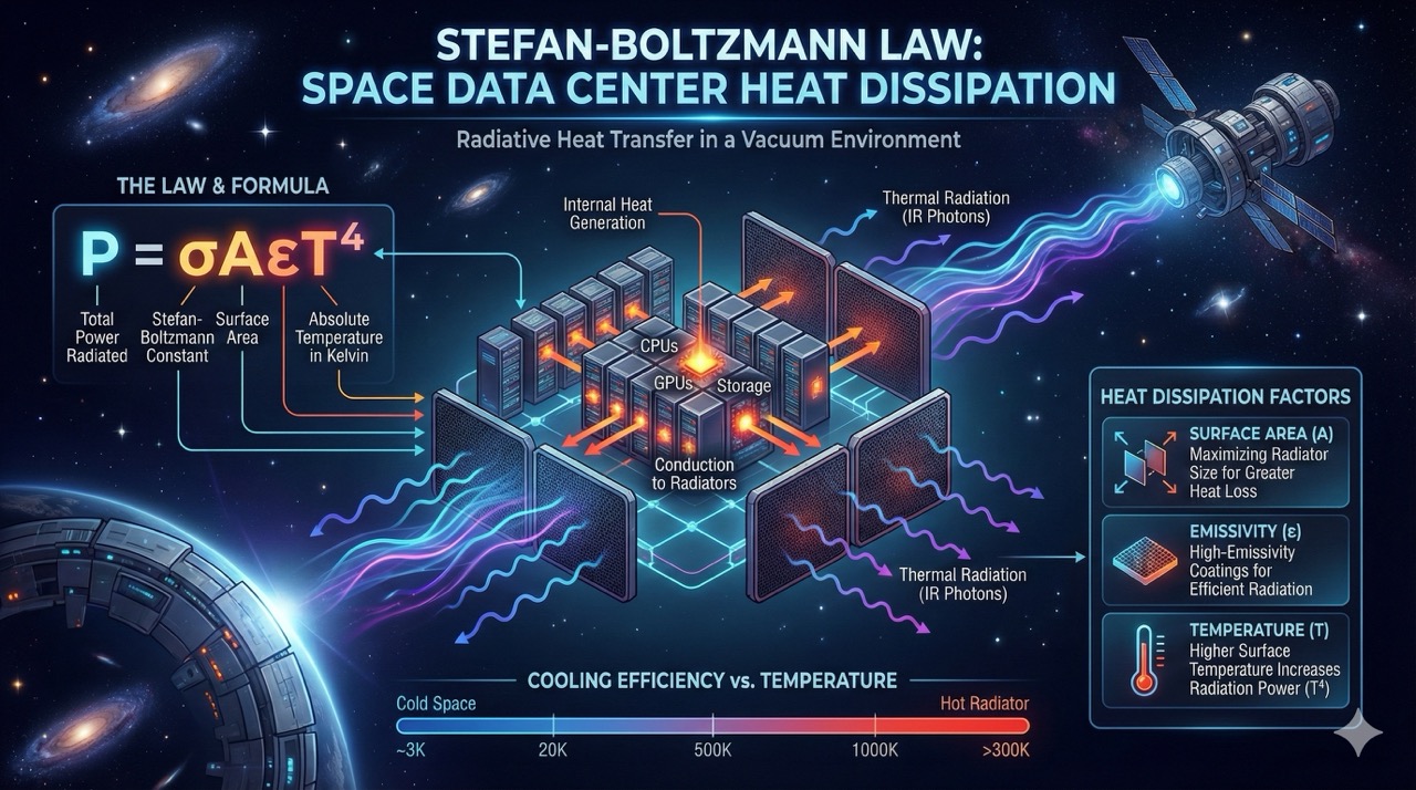 Stefan-Boltzmann Law and space heat dissipation