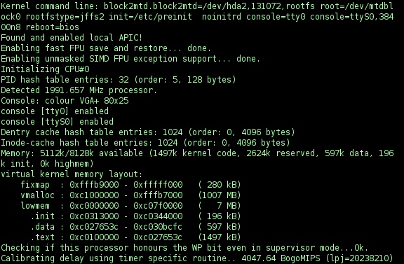 A Linux kernel booting inside QEMU. In 2011 Bellard did the same thing inside a browser tab, in pure JavaScript, and people had to check that it was real.