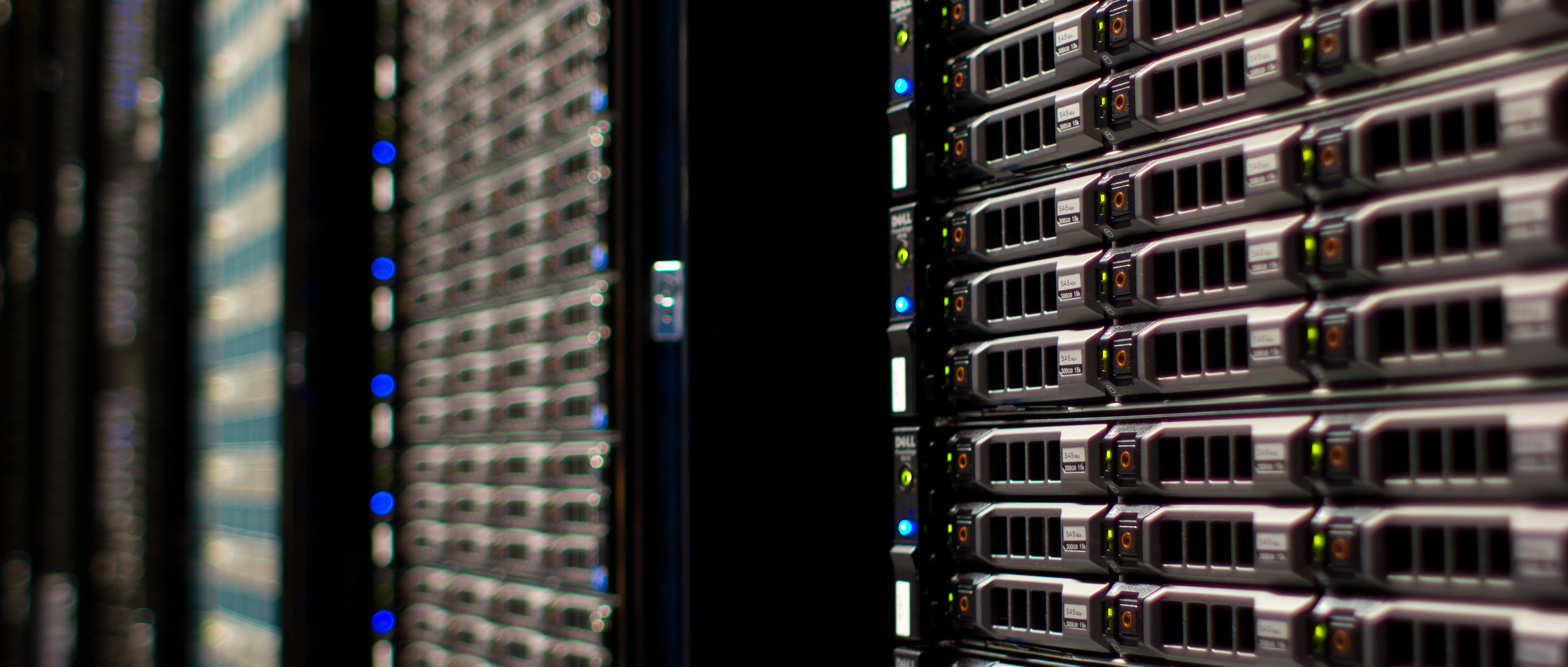 Server racks inside a working data center