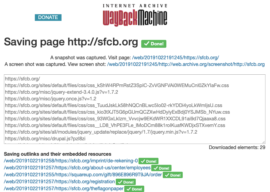Screenshot of "Save Page Now"